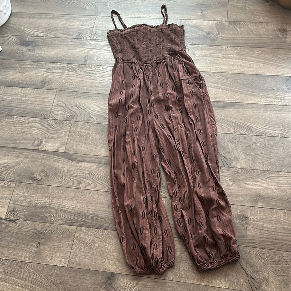 Anthropologie Brown Sleeveless Jumpsuit with Spaghetti Straps